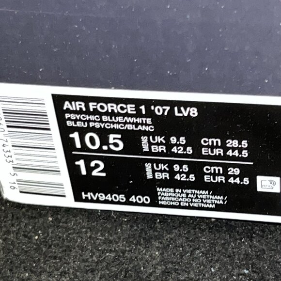 NEW Nike Air Force 1 \'07 LV8 Psychic Blue Patent HV9405-400 Men Size 10.5 main image 4